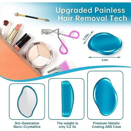Crystal Hair Eraser, Painless Exfoliation Epilator, Blue, Not Water Resistant, 1 Count, Battery Powered, Hair Removal Tool