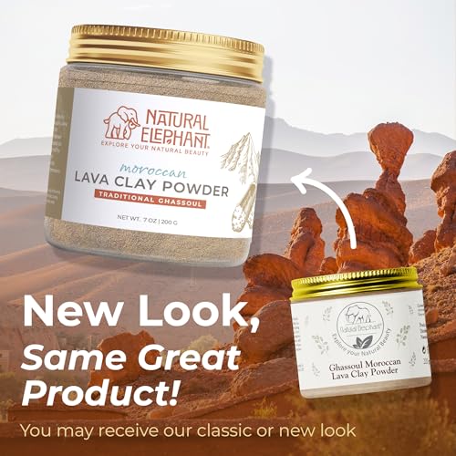 Natural Elephant Ghassoul (Rhassoul) Moroccan Lava Clay Powder | 100% Pure & Natural Face & Body Mask Powder | 200g (7 oz) Jar