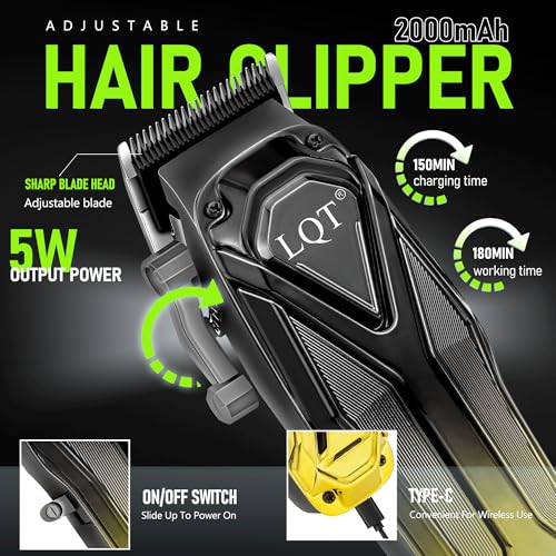 Professional Hair Clippers for Men, Cordless Beard Trimmer Set, Barber-Grade Tool with USB Charging, Lightweight & Low Noise for Home Use