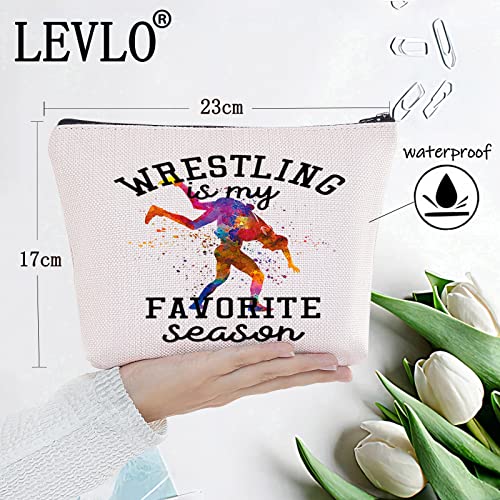 LEVLO Wrestling Sport Cosmetic Make Up Bag - Multicolor Zipper Pouch - Travel Cosmetic Case - Women-Travelers