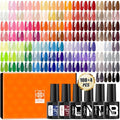 ABAC Gel Polish Kit - 112 Pcs Set with Base & Top Gel,108 Vibrant Colors for All Seasons Long-Lasting DIY Manicure Gift for Women & Nail Art Lovers (Pink,Orange,Blue,Green,Red)