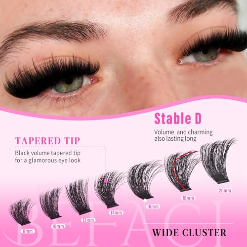 Volume Eyelash Clusters 300D Lash Clusters Thick Lash Extension 8-20mm Individual Lash Extensions DIY Cluster Eyelash Extensions Dramatic Full Salon Look at Home by Befacl