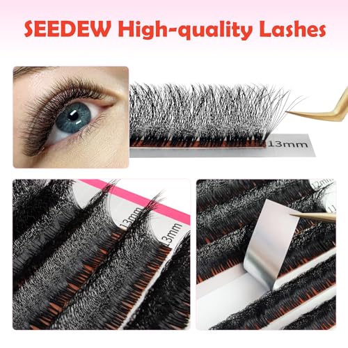 Premade 10D Lash Extensions, 900+ Pieces 0.07mm C Curl MIX8-15mm 12 Rows/Tray Large Quantity, Natural Soft Lightweight Eyelashes Grafting for Lash Artists, Beauty Salon(Black-0.07-C-MIX8-15mm)
