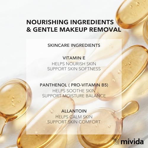 mivida 500 Count Hypoallergenic Bulk Individually Wrapped Makeup Remover Wipes with Vitamin E | Dermatologist Tested | Alcohol-Free, Fragrance-Free makeup wipes | bulk makeup wipes