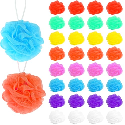 210 Pcs Loofahs Bulk 20g Multicolor Bathing Sponge Cleaning Wash Puff Accessories Soft Mesh Shower Luffas Exfoliating Body Scrubber Packs for Women Men Travel