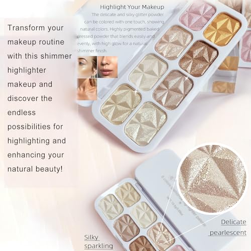 8 Colors Highlighters Makeup Palette For Face Highlighters & Luminizers Profesional Gold Highlighter Cheek Diamond Shimmer Glitter Contour Bronzer And Eyeshadow Palette