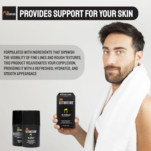 Mr. Brilliant Men Face Moisturizer Age Defense with SPF 20 Daily Face Cream Skincare, Hydrates Dry and Oily Skin, Reduces Fine Lines, Wrinkles and Dark Spots, Made with Natural Extracts 1.7 Fl Oz