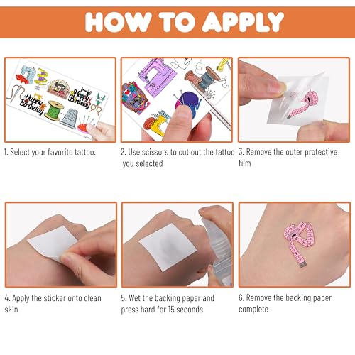 Sewing Machine Temporary Tattoos Sewing Party Decorations Favors Supplies Art Sewing Themed Cute Stickers 10 Sheets 100 PCS Gifts for Baby Girls Boys Class School Carnival