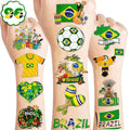 96 PCS Brazil Brazilian Pre-Cut Temporary Tattoos Themed Birthday Party Supplies Favors Decorations D?cor Soccer Carnival Tattoo Stickers Gifts For Boys Girls Class School Prizes Carnival Cartoon
