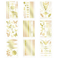 9pcs Gold Temporary Tattoos, 8.3x5.8in Tattoo Stickers Gold Butterfly Star Moon Feather Waterproof Tattoos Stickers for Women Girls Parties Festivals Makeup Cosplay Accessories(Style A)