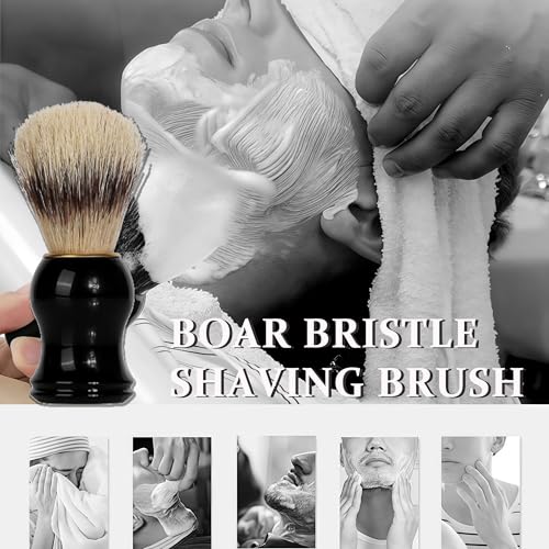 Straight Edge Razor Shaving Kit, Including Steel Shaver & Shaving Brush & Wooden Beard Comb & Brush, Beard Grooming Scissors, Idea Gift for Christmas, Birthday, Father for Men