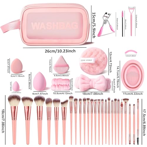 HGHDBT 70Pcs Pink Makeup Brushes Set Professional Makeup Kit Multi-functional Makeup Tool Set with Case Facial Makeup Accessories, Foundation Makeup Brush Kit Eye and Face Make up Brushes & Tools