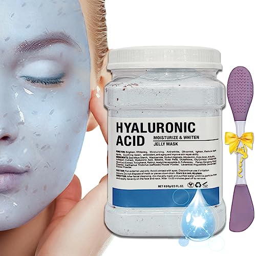 Jelly Mask Powder for Facials Care,Hyalorunic Acid Moisturizing Jelly Face Mask,Professional Peel Off Rubber Mask, Hydrating Gel Face Masks with Double-ended Silicone Brush, 23 Fl Oz