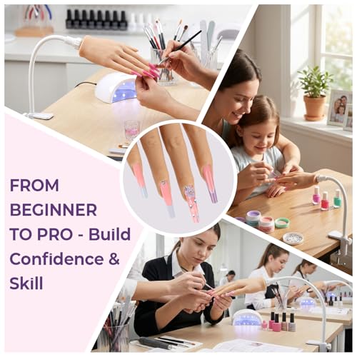 Beginners Practice Hand for Acrylic Nails: Realistic Silicone Nail Hand Practice with Flexible Fingers - Fake Training Hand Mannequin Hand for Nail Techs
