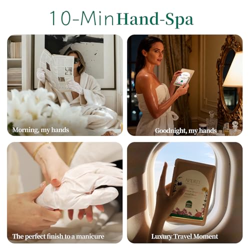 APUREE Anti Aging Hand Mask Gloves: 10-Minute Repair& Extra Moisture (5 * 30g)| for Severely Dry & Cracked Hands | Luxury Home SPA & 7 Peptides Collagen| All Skin Types| Vegan & Cruelty Free
