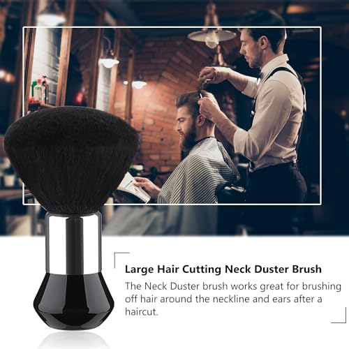 Patelai 3 Pieces Neck Duster Brush Barber Hair Blade Clipper Soft Nylon Trimmer Shaver Razor Cleaning with Storage Bag for Hair Styling(Gold)