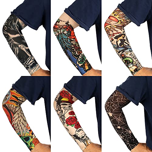 Tattoo Sleeves for Men Women, Temporary Tattoo Sleeve 12Pcs Set Arts Fake Slip On Tattoo Arm Sleeves for Men Women (Pattern C)