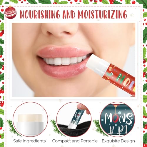 Lounsweer 48 Set Christmas Lip Balm Bulk Gifts Adult Christmas Party Favors Xmas Ball Style Lip Balm for Party Staff Coworker