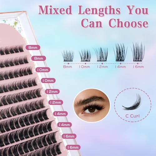 Gekinye Fairy Lash Clusters 120pcs - Wispy Individual Lashes 8-16mm Soft Comfortable Natural Eyelash Clusters with Thin Band