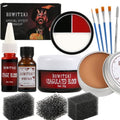 Bowitzki Halloween Makeup Kit SFX Scar Wax Special Effect Makeup,Coagulated Blood + 3 Colors Oil Based Face Paint + Spirit Gum + Skin Wax + 3 Stipple Sponges + Spatula