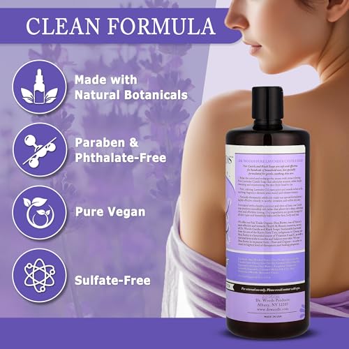 Dr. Woods Lavender Liquid Castile Soap - Castile Soap with Pure Lavender Oil, Body Wash for Men and Women, Organic Shea Butter, Natural Cleaner for Face, Hands, and Body - 32 Fl Oz, Pack of 2