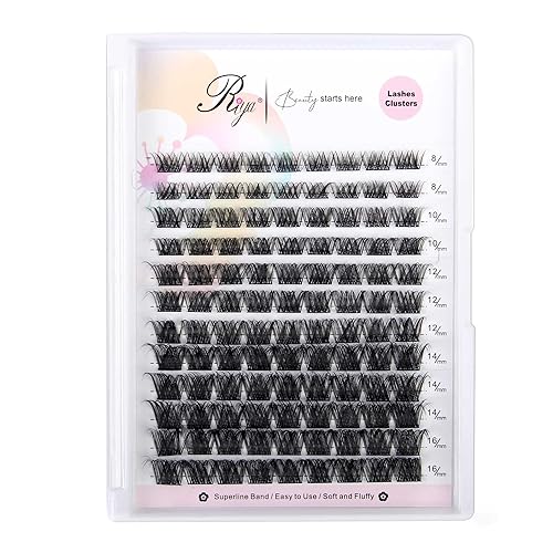 Riya Lash Clusters 12Rows 144Pcs with Strong Hold Bond Seal Lash Glue and Eyelash Extenisons Kit, and Applicator Clusters Lashes Kit 8-16MM D Curl Individual Lashes DIY at Home£¨02£©