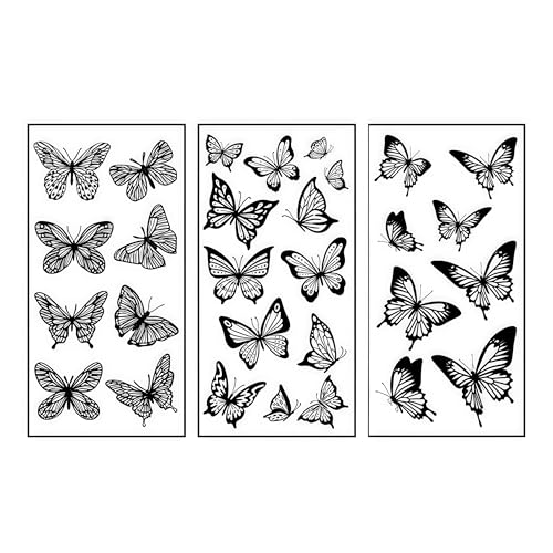 Temporary Tattoos Butterfly 3 Sheets Large Temporary Tattoo Halloween Cosplay Costume for Men Women Adults Waterproof Friction Resistant Low Reflective Lasts 5-7 day