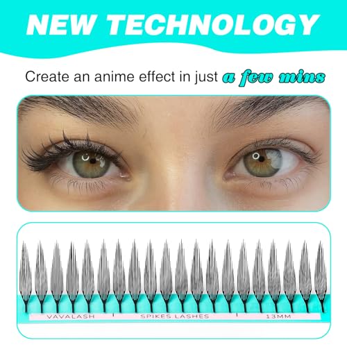 VAVALASH Premade Anime Chunk Lash Extensions,Comic Spire Lashes 0.07 C/D Curl, Matte Black Manga Lash Look Eyelash Extensions,Professional Salon Use Premade Spire Lashes(0.07-D-8-15mm)