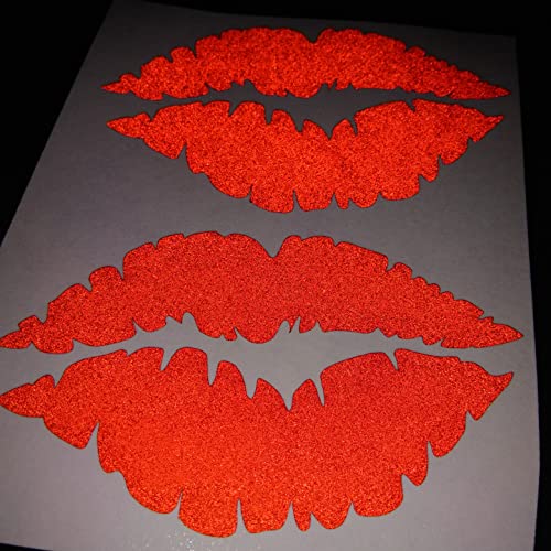 CUSHYSTORE 2X Lips Kiss Lady Sweet Girl Reflective Decal Sticker (5.5"x3.5", Red)
