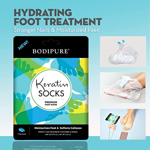 Bodipure Premium Keratin Gloves and Socks Bundle - Nail Strengthening Hand Masks and Moisturizing Foot Masks - 12 Hand Glove Pairs and 12 Sock Pairs