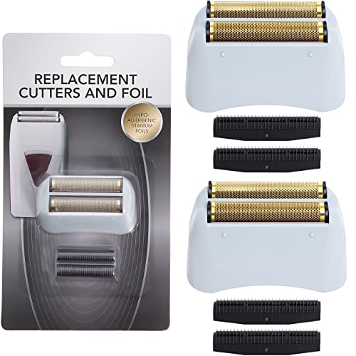 2 Pack Pro Replacement Foil and Cutters Compatible with Andis 17150(TS-1)/17155/17200 for ProFoil & Lithium Shaver, Golden