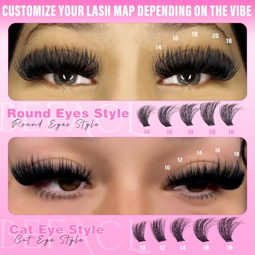 Volume Eyelash Clusters 300D Lash Clusters Thick Lash Extension 8-20mm Individual Lash Extensions DIY Cluster Eyelash Extensions Dramatic Full Salon Look at Home by Befacl
