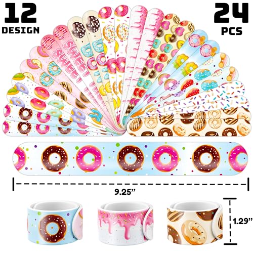 48PCS Donut Party Set - 24PCS Temporary Tattoos & 24PCS Slap Bracelets - Sweet Treat-Themed Birthday Supplies, Baby Shower Gifts, Classroom Rewards & Party Decor for Kids (Boys & Girls)
