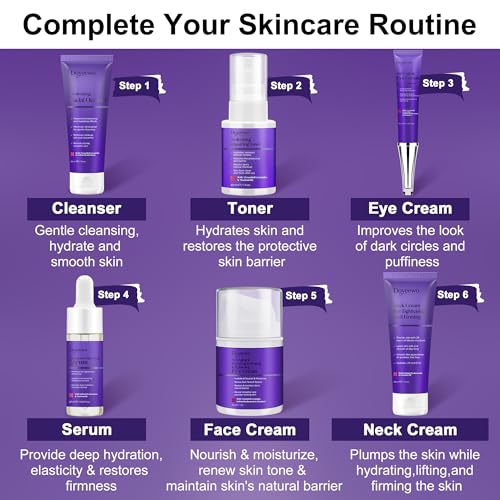 Skin Care Set,6Pcs Professional Womens Teens Tighten Lift Firm Skincare,Hydrate Anti-Aging Facial Routine Kit Travel Gift Set,Birthday Christmas Secret Santa Gifts for Women Teenage Girl Wife Mom | Professional, Travel Skincare, Gift Set