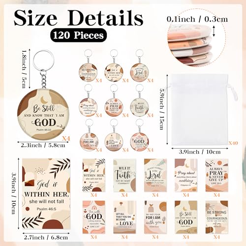Y1tvei Christian Gifts Mirror Keychains Bulk - 120Pcs Boho Bible Verse Mini Compact Mirrors Inspirational Cards Small Round Portable Pocket Makeup Mirrors for Purse Prayer Church Party Favors Birthday