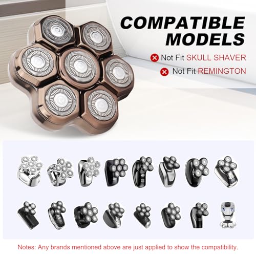 7 Blades Shaver Head - Men's Electric 7D Shaver Replacement Heads Universal Magnetic Replacement Blade Head Electric Razor for men,2 Pack