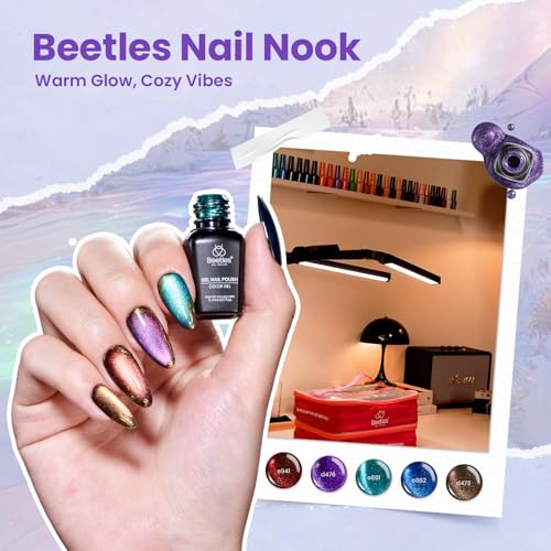 Beetles Nail Nook Gel Nail Polish Set - 119 PCS 100 Colors Gel Polish Kit Base Glossy Matte Glitter Top Coat Glitter Pearl Cat Eye White Red Pink Nude Uv Led Nails Easter Gift for Women