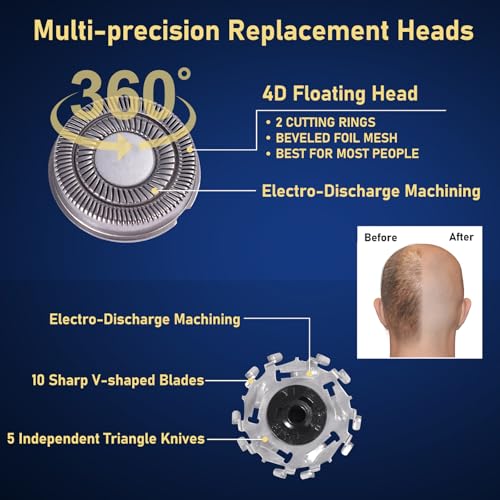4pcs Shaver Replacement Blades for Skull Shaver Pitbull Forte PRO Series,Shaver Replacement Heads Compatible with Skull Shaver Pitbull Gold/Silver/Platinum/Diamond Pro Shaver and Palm Shaver