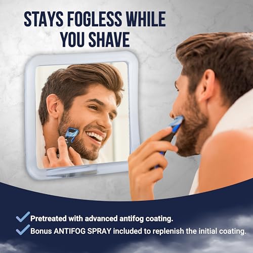 Fogless Shower Mirror for Shaving with Upgraded Suction, Anti Fog Shatterproof Surface and 360¡Æ Swivel & Fogless Shower Mirror for Shaving with Upgraded Suction, Dual Anti Fog Design Bundle