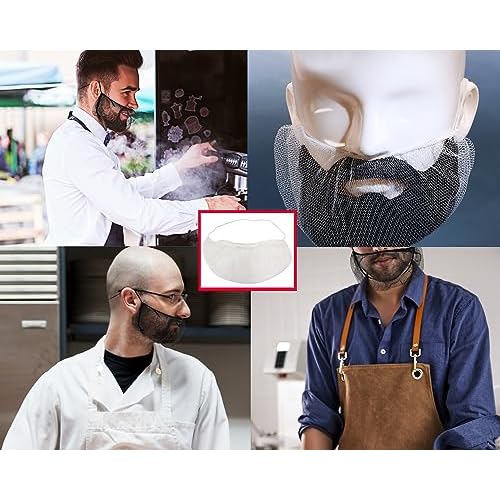 ONLYKXY 50pcs Beard Cover White Nylon Beard Protector Net Protective Beard Covers for Men Food Service Cooking Cleaning Construction Home Kitchen Facial Hair Guards Beard Net
