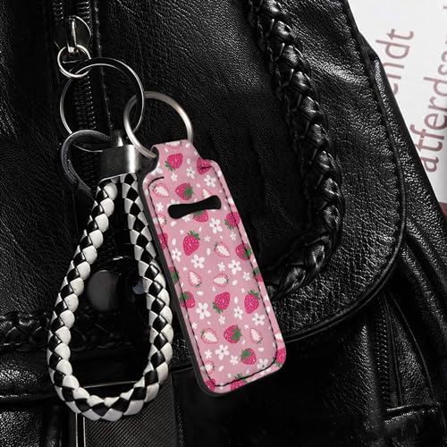 CLOHOMIN Chapstick Holder Keychain Girl Lip Gloss Holder Organizer Neoprene Lipstick Protective Sleeve for Women