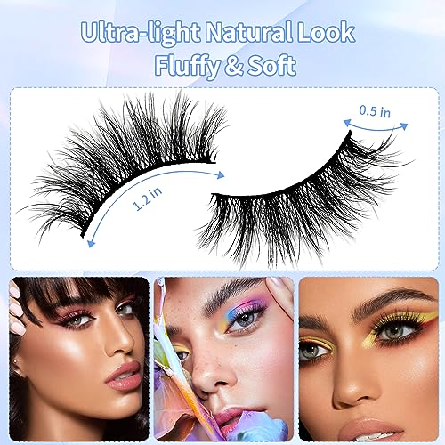 Soft Mink False Eyelashes - Fluffy, Natural-Looking Eye Lashes with Full Bouncy Volume & Curl - Synthetic, Reusable Beauty Accessory (ZH067)