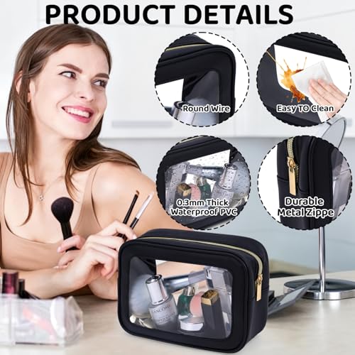 8 Packs TSA Approved Toiletry Bags Clear Toiletry Bags for Travel PVC Makeup Pouch Waterproof Quart Size Clear Cosmetic Bag with Zipper for Airport Airline Compliant Bag Women Men Travel Bathroom