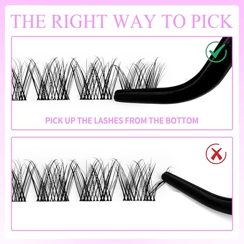 VEYESBEAUTY Lash Clusters Kit Individual Eyelash Extensions Thin & Invisible Band DIY False Eyelashes Newbie's Five-Second Series Wispy Lash Tray, LuxeBold KIT with Bond&Seal Remover Applicator