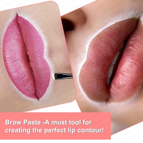 20g White Brow Mapping Paste£¬ Brow Contour Paste Brow Lip Shape Position Tool, 2pcs Eyebrow Brush Kit, Mapping Tool for Sketching Contouring the Eyebrow and Lip (Pink Tin Kit)
