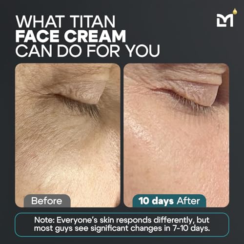 Titan Peptide Anti-Aging Mens Face Cream ? Mens Face Moisturizer ? For Men, Face Lotion ? Men, Skin Care ? Tighten, Firm, Revitalize ? Peptides, Vitamin C & E, Squalane ? All Skin ? Unscented