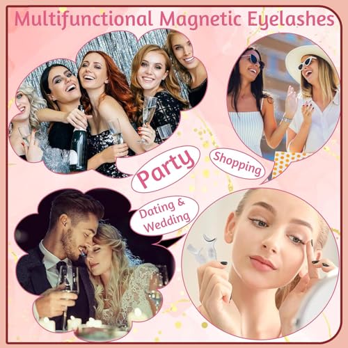 Magnetic Lashes,Magnetic Eyelashes with Applicator Reusable Magnet Eyelashes without Eyeliner Natural Look No Glue (Natural+Iris)