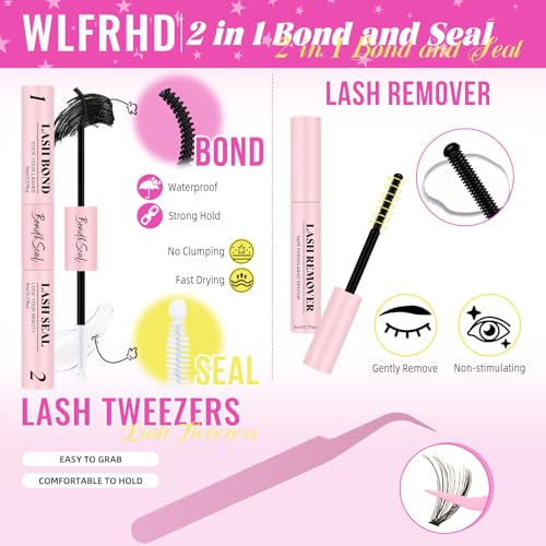 Lash Clusters Kit 320 Pcs DIY Individual Cluster Lashes D Curl Lash Extension Kit with Eyelash Bond and Seal, Remover, Tweezers Applicator Tool for False Eyelash Cluster Kit(30D, Mix9-16mm Kit)