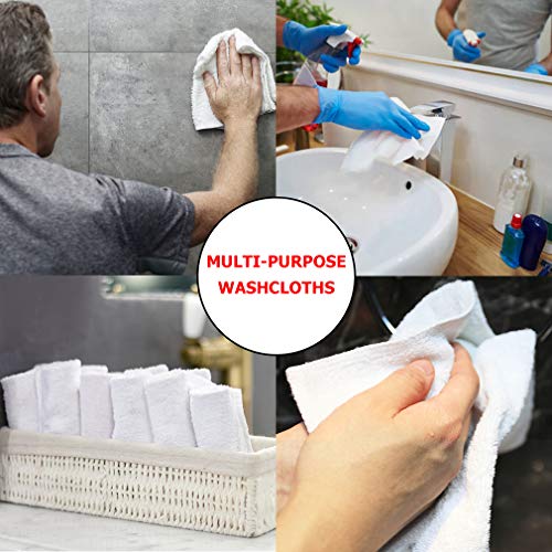 White Cotton Washcloths - Pack of 24 - Super Absorbent Bathroom Face Towels - 12" x12¡± Terry Bath Wash Cloth Set - Spa Home Cleaning Towel Multi-Purpose - 100% Ring Spun Cotton