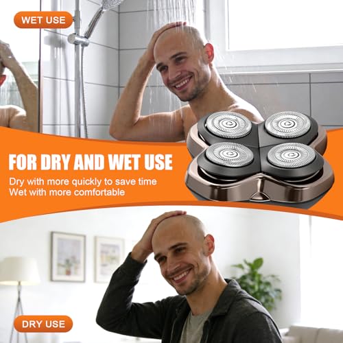Replacement Blade Shaver PRO 2 Head for Electric Shaver Compatible with Skull Pitbull, Butterfly Kiss PRO & Palm Shavers with 4 Cleaning Brush (4Pack)
